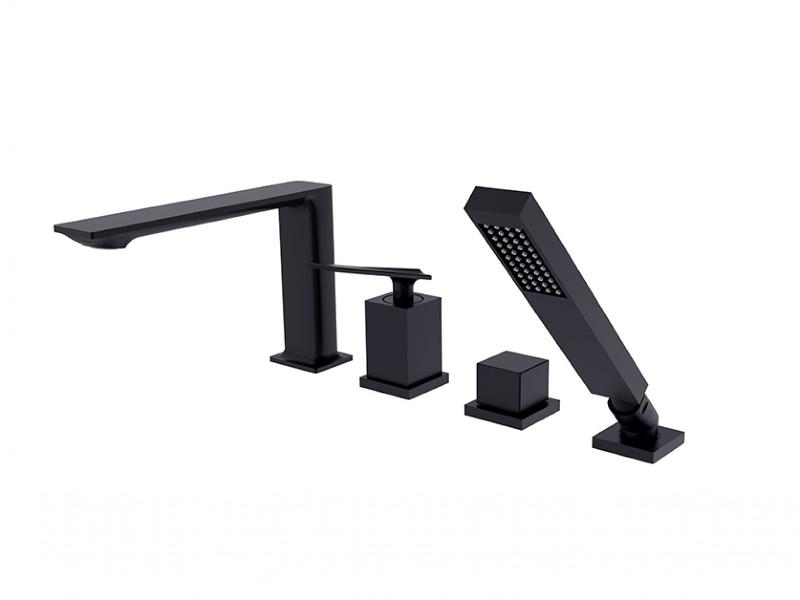 Vanová 4-otvorová baterie s příslušenstvím ASPIRA, černá barva