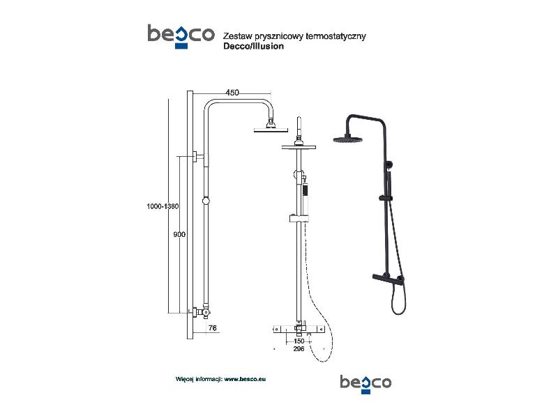 Nástěnný termostatický sprchový set, DECCO / ILLUSION, chrom