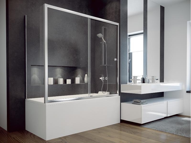 DUO SLIDE II, pevná stěna, 70 × 150 cm, chrom, čiré sklo