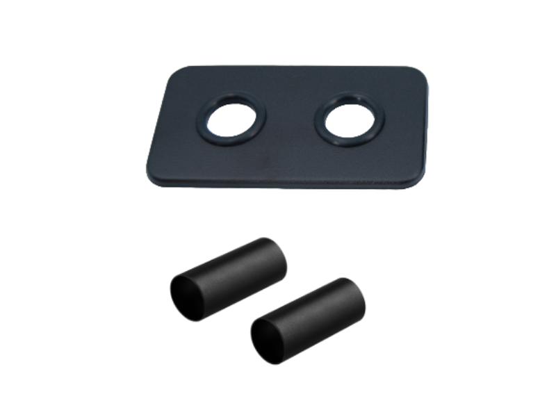 Rozeta hranatá 1 ks + krycí trubičky 2 ks, ke středovému ventilu, černá, ¾"