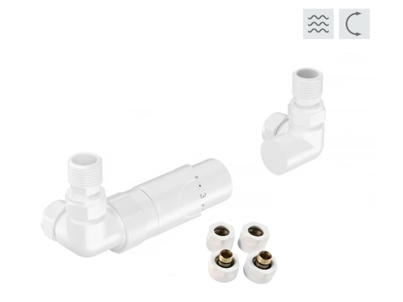 PRIME-SADA, rohový ventil s hlavicí, bílá barva, včetně svěrného šroubení Cu + Al-Pex