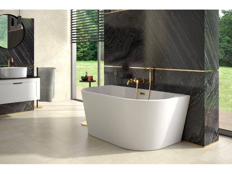 vana volně stojící VICA NEW, 1500 × 800 mm, bílá barva, sifon s přepadem chrom