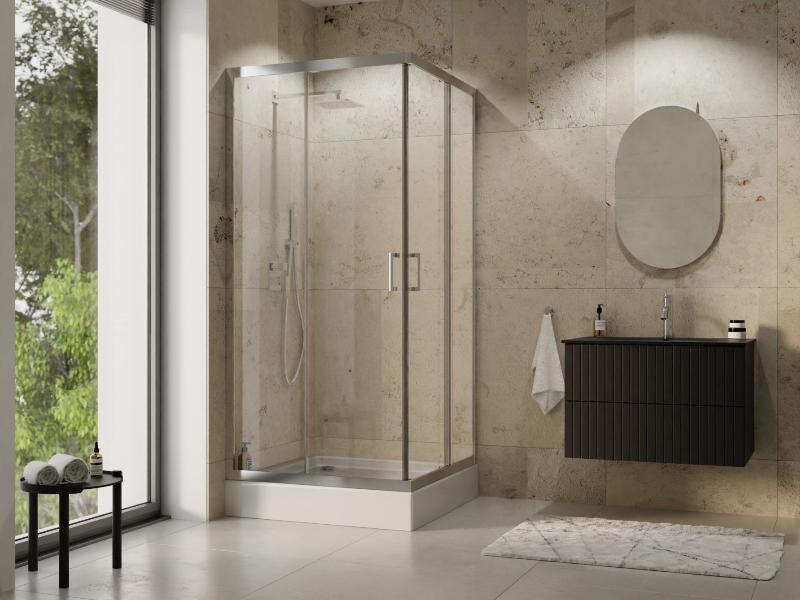 MODERN CHROM 190, čtvercový kout 80x80x190 cm, kouřové sklo 6 mm