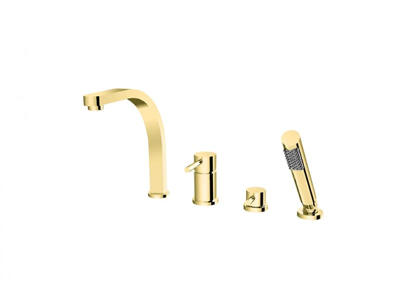 Vanová 4-otvorová baterie s příslušenstvím DECCO, zlatá barva