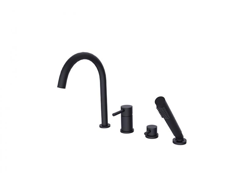 Vanová 4-otvorová baterie s příslušenstvím ILLUSION, černá barva