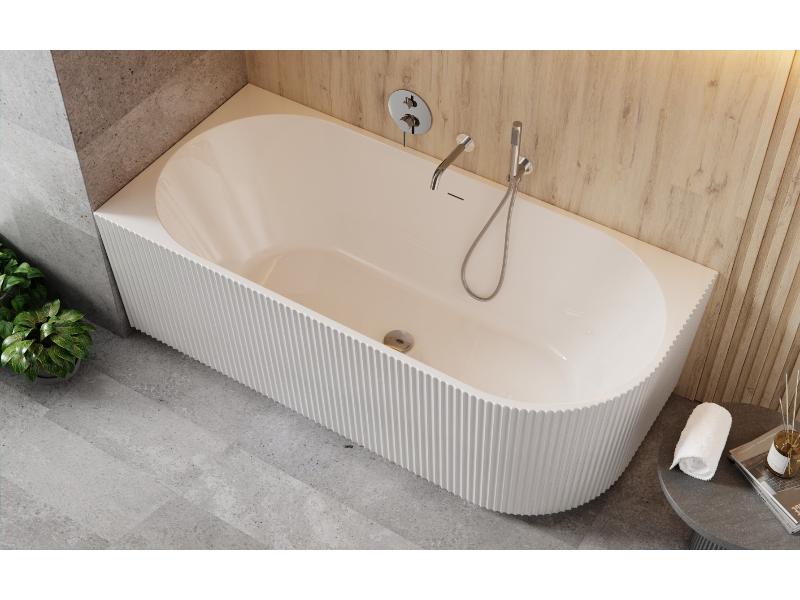 vana volně stojící DENAYA, 1700 × 780 mm, bílá barva, pravé provedení, sifon chrom