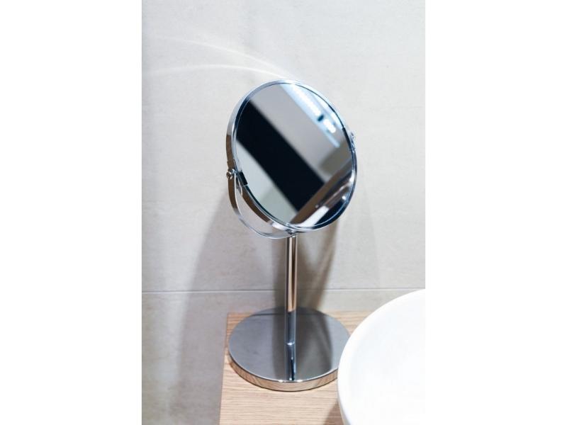 kosmetické zrcátko stojací, kulaté, chrom