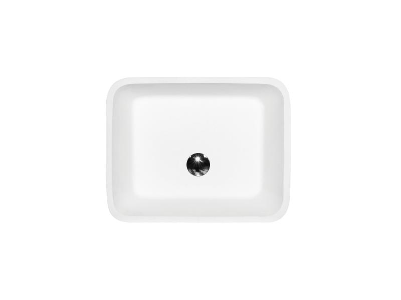 umyvadlo na desku ASSOS, z litého mramoru, 520x410x150 mm, GLAM03 grafit / bílá barva