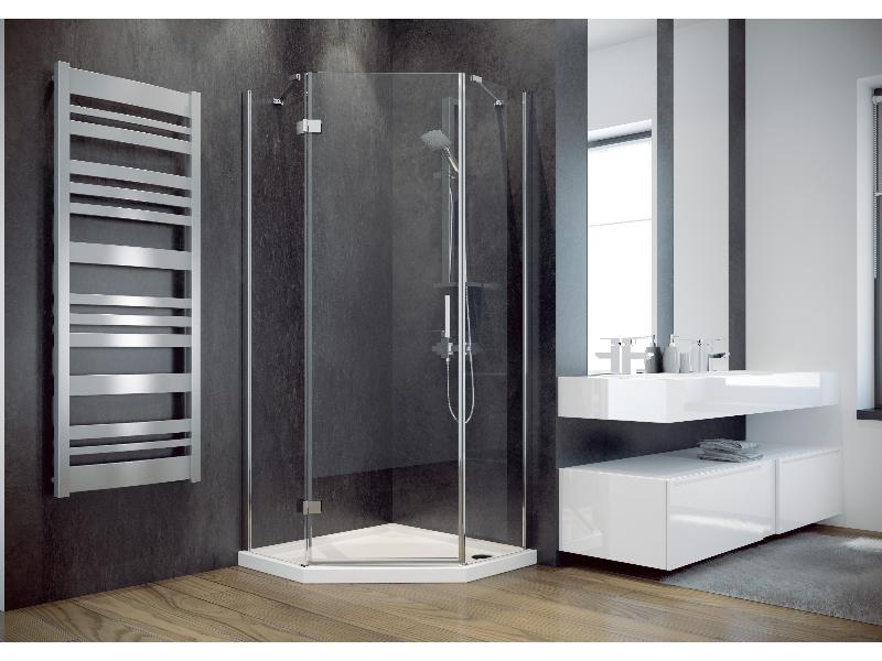 VIVA 195P, pětiúhelník, 90 × 90 × 195 cm, pravé provedení (chrom, čiré)