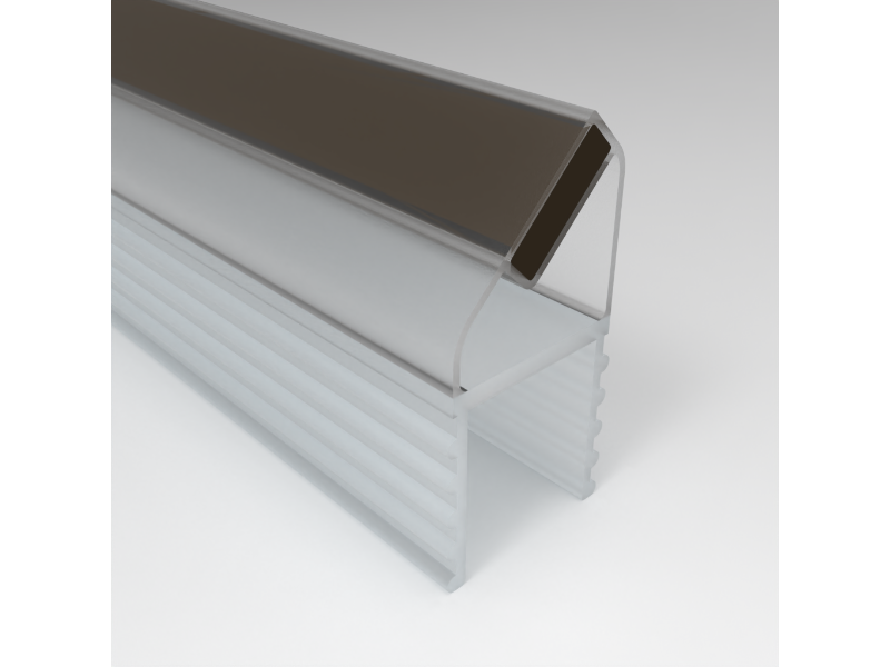 Magnetický silikonový těsnící profil 45°, na sklo 8mm, délka 2 bm