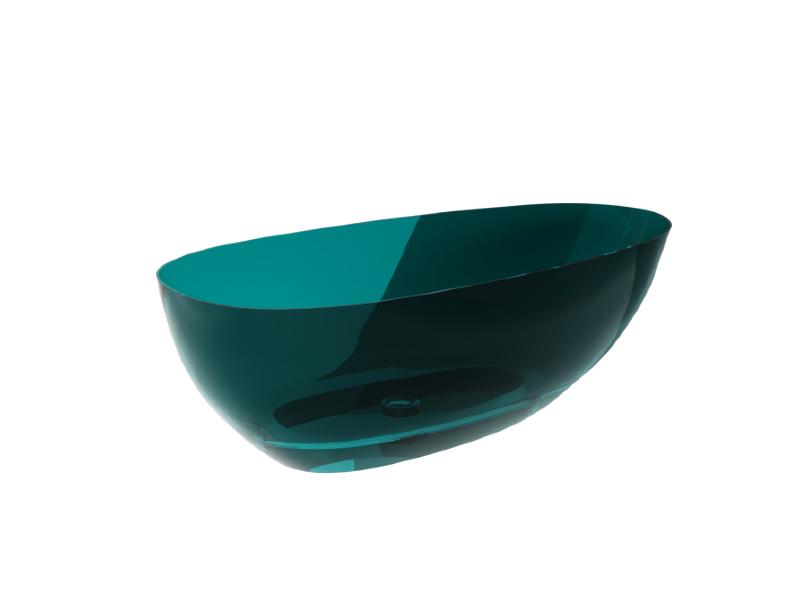 vana volně stojící ze san. kompozitu XARA, 1600 x 750 mm, zelená barva, černý sifon