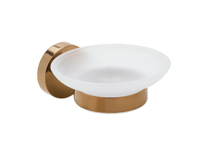 Mýdlenka skleněná, 110×55×129 mm, barva růžové zlato lesklá