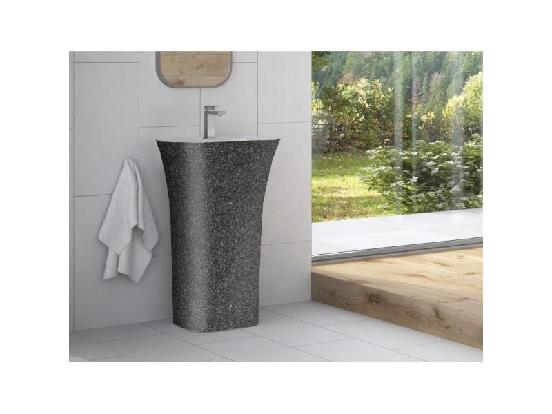 umyvadlo volně stojící ASSOS S-LINE, litý mramor, 520x410x850 mm, GLAM03 grafit / bílá barva
