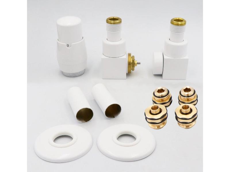 CUBE-SET-LW, rohový hranatý ventil Z6, barva bílá, levé provedení, komplet set