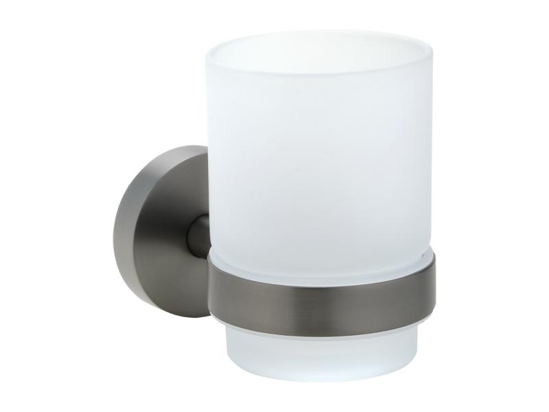 Držák kartáčků, sklo, 70×95×105 mm, barva grafit