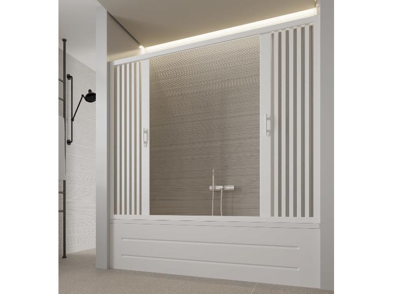 FLEX - VASCA MARTE NEW, vanová zástěna, 170-140x150 cm, zavírání do středu