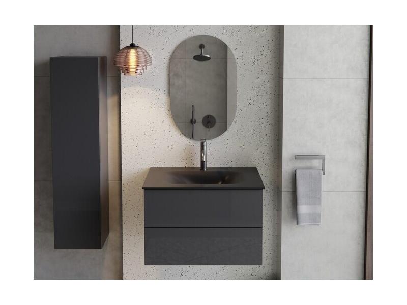 AKYA, oválné zrcadlo bez osvětlení, barva grafitová matná