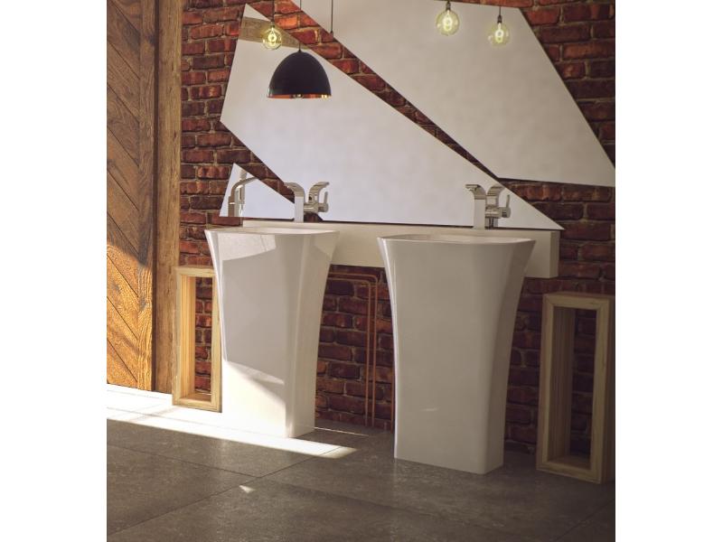 umyvadlo volně stojící ASSOS, z litého mramoru, 520x410x850 mm, bílá barva