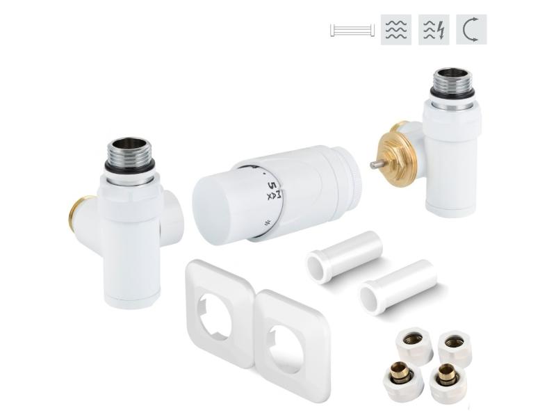 INTEGRATO-SADA, rohový ventil s hlavicí+svěrné šroub.Cu+Al-Pex, plast.rozeta+krycí trub.,bílá barva