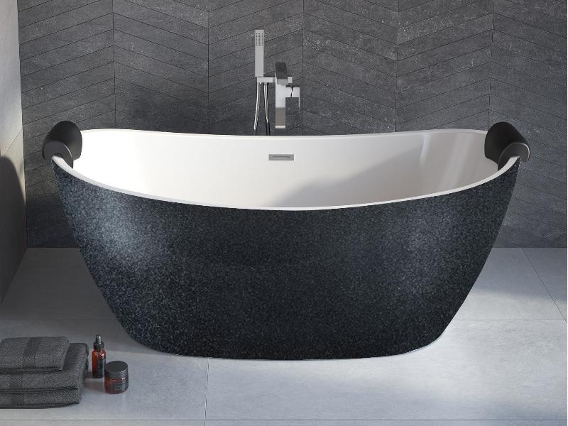 vana volně stojící AYLA, 1700 × 800 mm, GLAM03 grafitová barva/bílá barva, sifon chrom