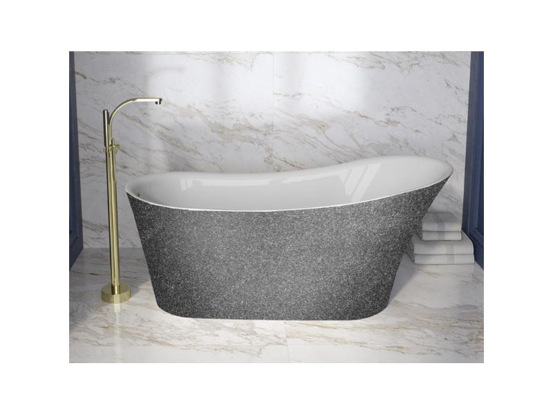 vana volně stojící CALIMA, 1700 × 740 mm, GLAM03 grafitová barva/bílá barva, sifon bílá barva