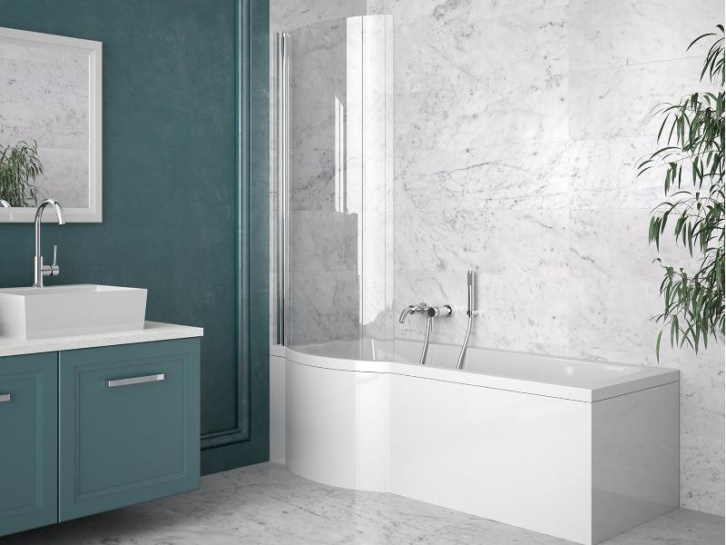 vana INSPIRO 160 (1600x700 mm), včetně vanové zástěny, levé provedení, bez nožiček