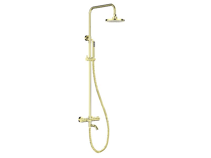 Nástěnný termostatický sprchový set, VEO, zlatá lesklá barva, s příslušenstvím