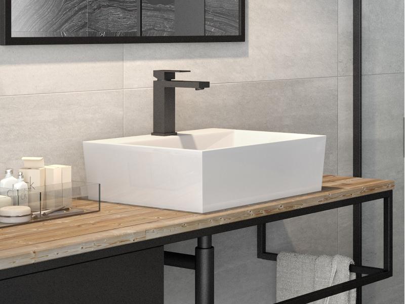 umyvadlo na desku VERA, z litého mramoru, 500x420x150 mm, bílá barva