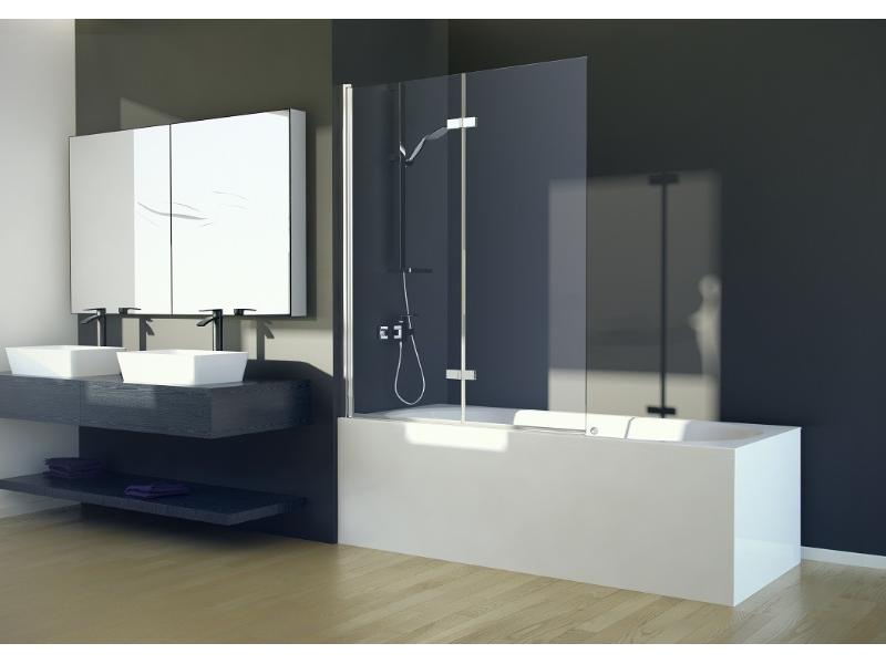 LUMIX, vanová zástěna 100 x 145 cm, chrom, čiré sklo