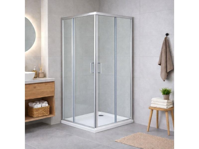 kout BARCELONA PLUS QUADRATO, čtverec, 80x80x190 cm, chrom/grape sklo - bez vaničky