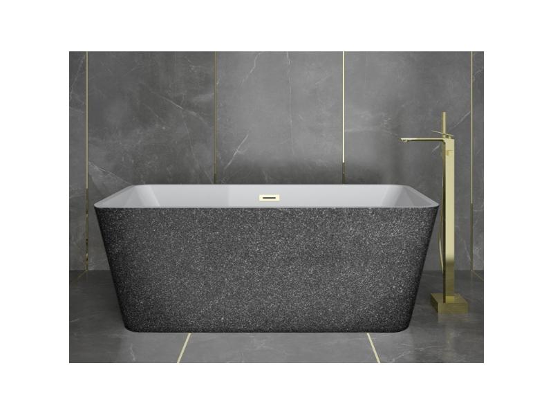 vana volně stojící EVITA, 1600 × 800 mm, GLAM03 grafitová barva/bílá barva, sifon zlatá barva