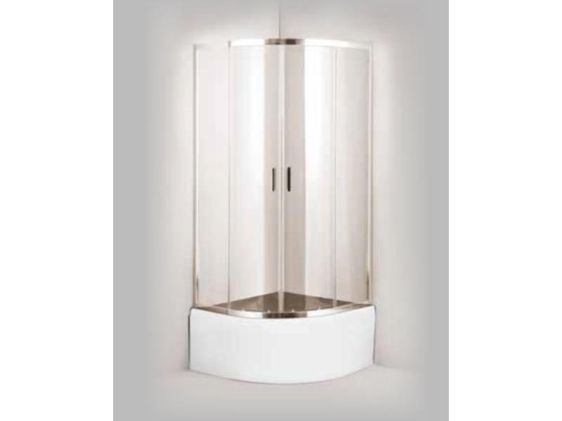 kout TOLEDO PLUS, čtvrtkruh R550, 90x90x150 cm, chrom/čiré sklo + akrylátová vanička