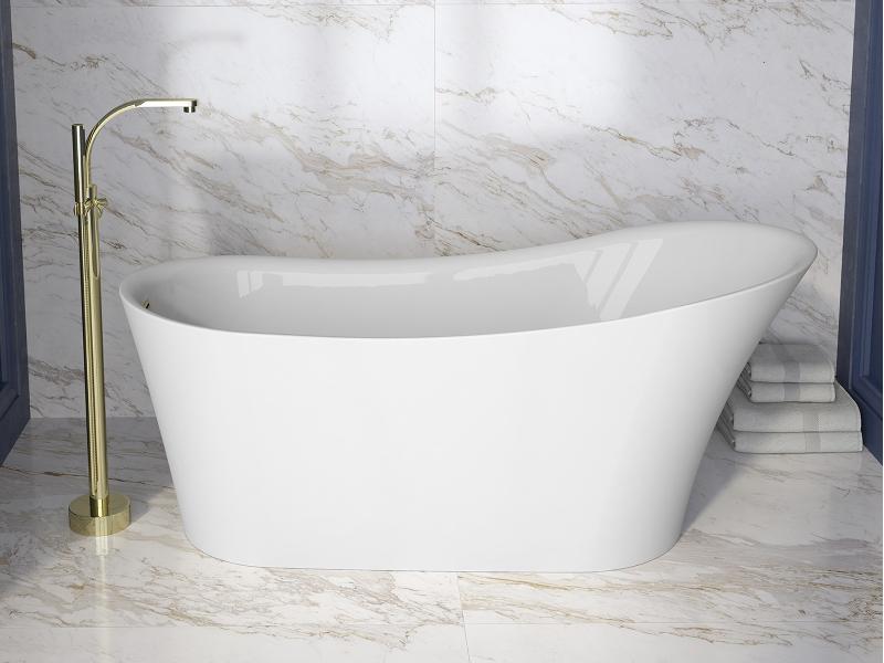 vana volně stojící CALIMA, 1700 × 740 mm, bílá barva, sifon chrom