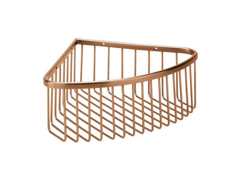 Polička do sprchy rohová, 265×90×205 mm, barva růžové zlato broušená