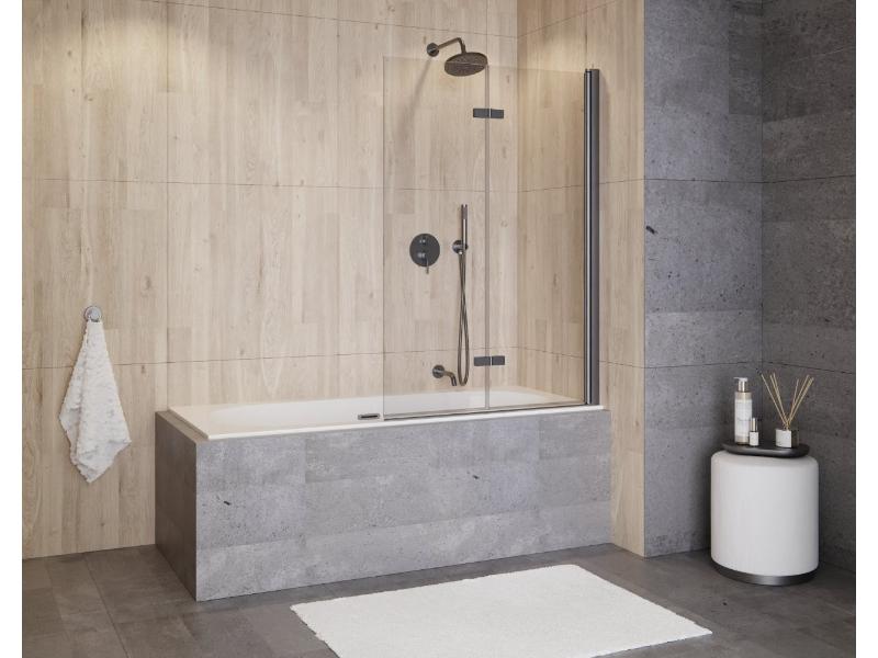 LUMIX GRAFIT, vanová zástěna 100 x 145 cm, barva grafit, čiré sklo