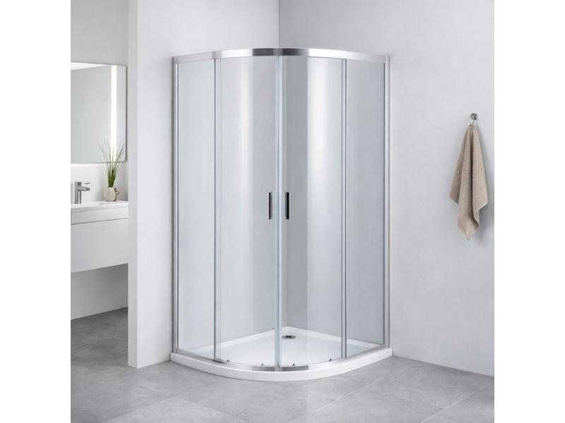 kout BARCELONA PLUS, čtvrtkruh R550, 90x90x190 cm, chrom/čiré sklo - bez vaničky