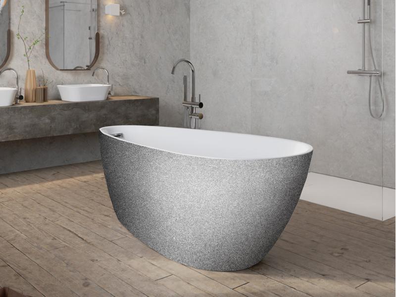 vana volně stojící GOYA A-LINE, 1700 × 800 mm, GLAM02 stříbrná barva/bílá barva, sifon bílá barva