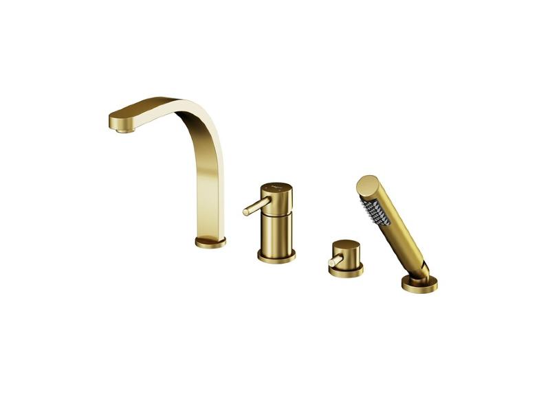 Vanová 4-otvorová baterie s příslušenstvím DECCO, zlatá broušená barva