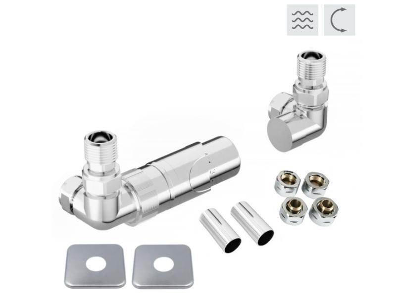 PRIME-SADA, rohový ventil s hlavicí+svěrné šroub.Cu+Al-Pex, mosaz.rozeta+krycí trubičky,chrom