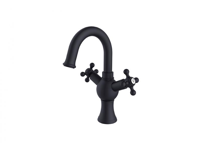 Stojánková umyvadlová baterie, RETRO II, černá barva (výška 274 mm)