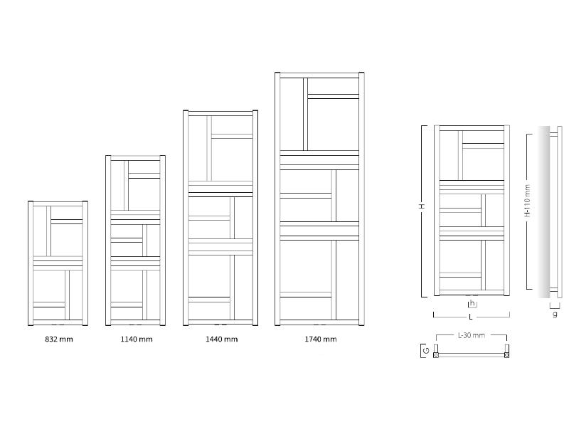 radiátor MONDRIAN 400 x 1140 mm, C35 white silk, středové připojení 50 mm