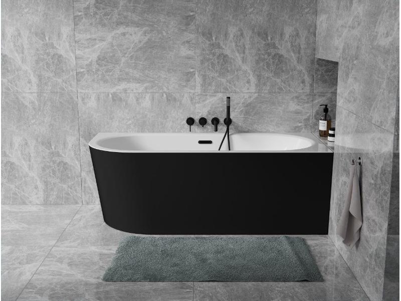 vana volně stojící AVITA A-LINE, 1500 × 750 mm, bílá/černá barva, pravé prov., sifon s přepad. chrom