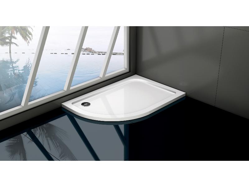 VENETS - vanička z litého mramoru, asym čtvrtkruh 800x1200x30 mm, R550, levé provedení (bez nožiček)