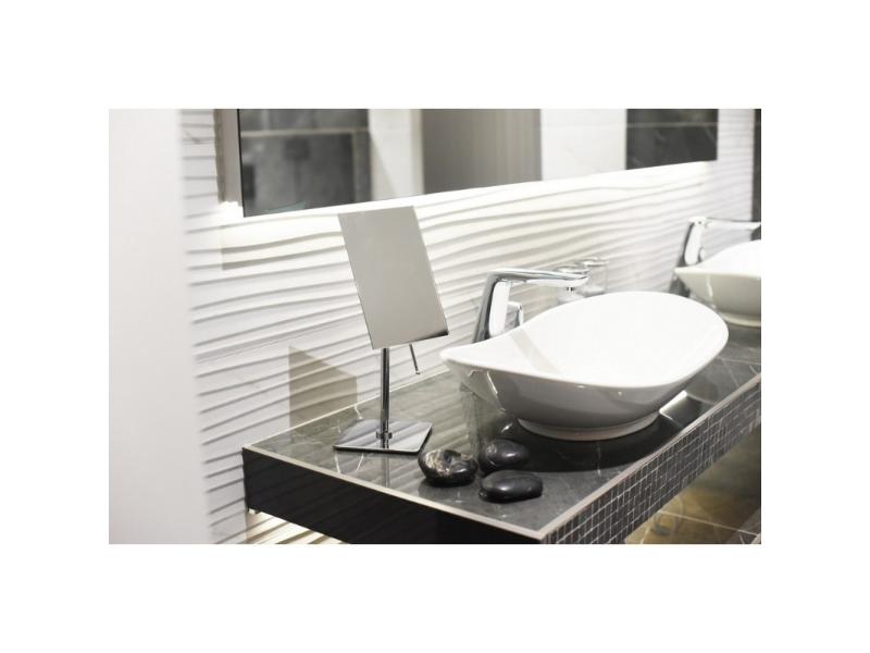 kosmetické zrcátko stojací, hranaté, chrom