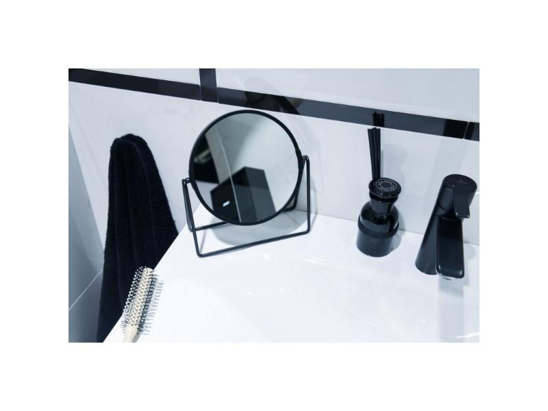 kosmetické zrcátko stojací, kulaté, černá barva