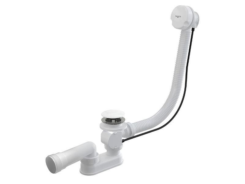 Vanový sifon automat s přepadem, bílá barva