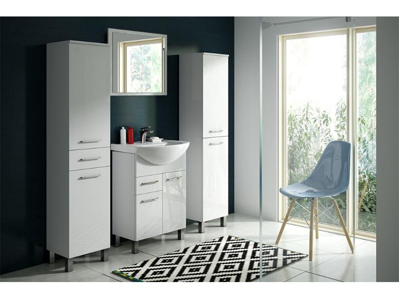 RINO - B, vysoká boční skříňka, 1x dvířka, 1x šuplík, 1x koš, pravé provedení