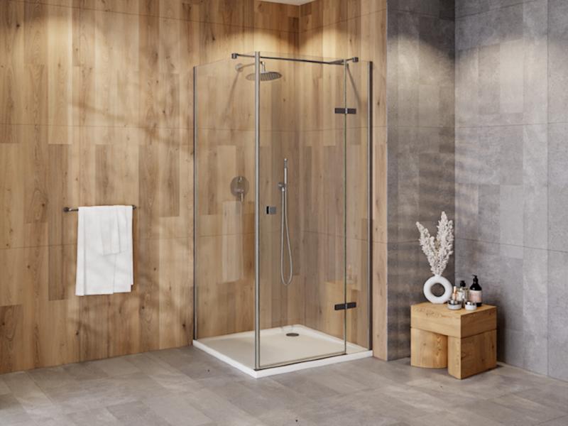 PIXA GRAFIT, obdélník, 120 × 80 × 195 cm, pravé provedení, barva grafit, čiré sklo