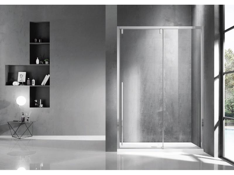 ADRA 150x195 cm, chrom, čiré sklo, pravé provedení