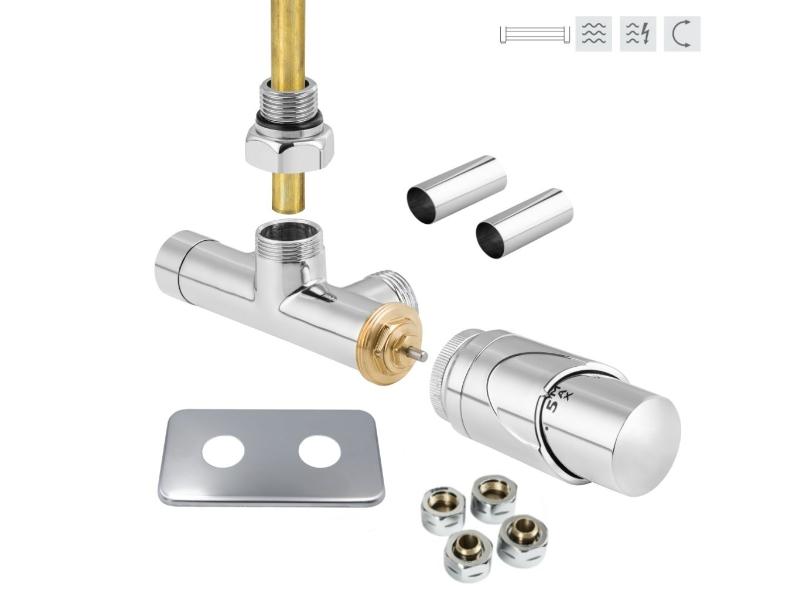 ONE-SADA, 1-bodový ventil s hlavicí+svěrné šroub.Cu+Al-Pex, mosaz.rozeta+krycí trubičky,chrom